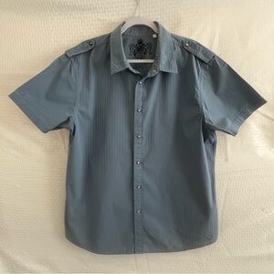 Guess Pearl Snap Western Short Sleeve Button Up Shirt Blue Size XXL
